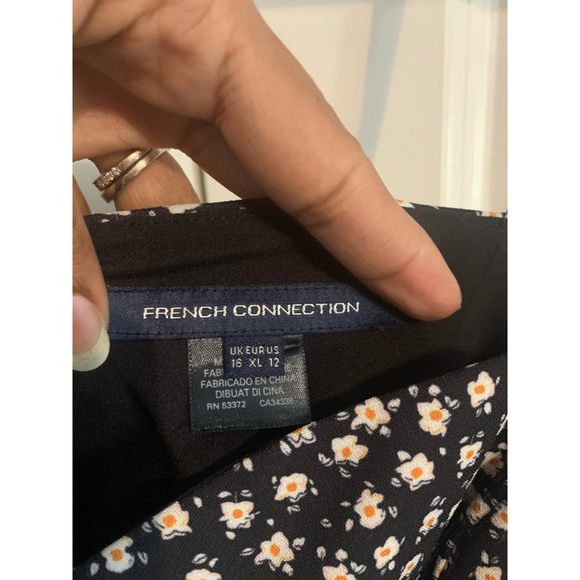 Women's French Connection Dress XL Black Floral Print Mini - Picture 3 of 4